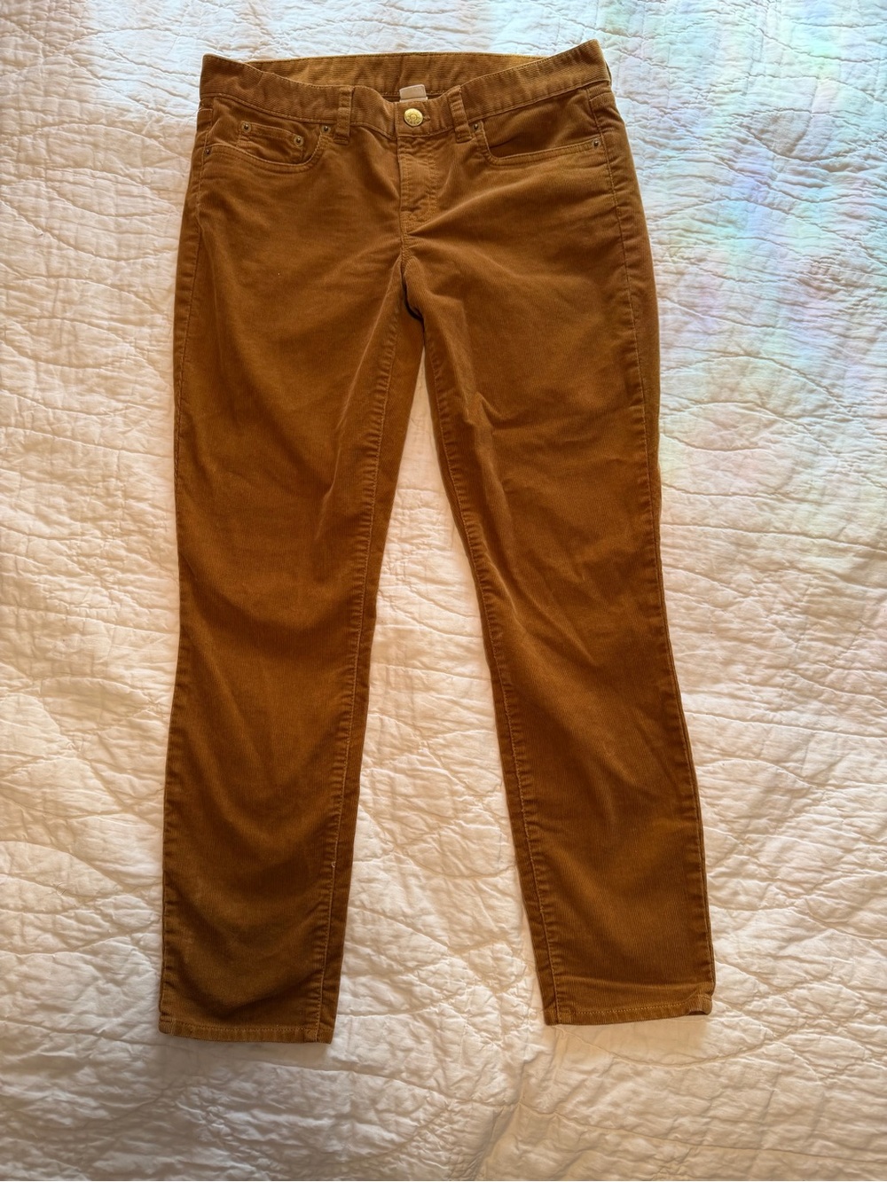 J. Crew Slim Straight Corduroy Pants in Camel Brown
